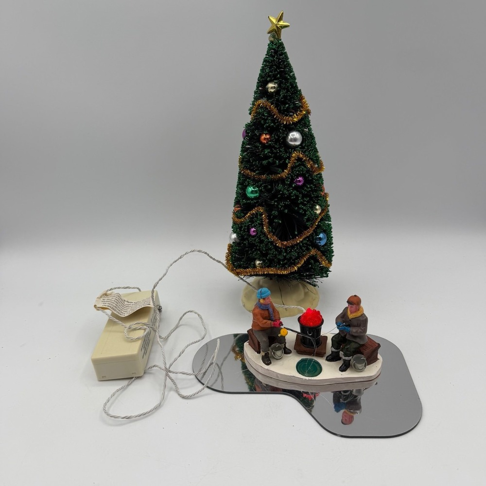 Vintage Lemax Christmas Tree Campfire Scene Animated‎ Lighted Display Works